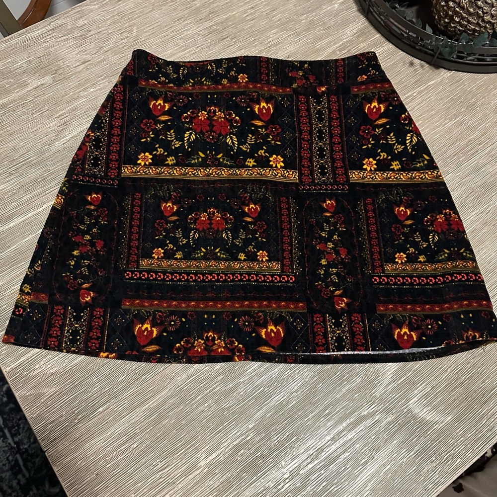 H&M velvet floral mini skirt